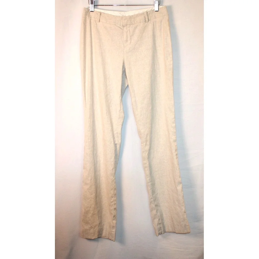 Banana Republic Pants Womens 4 Beige Contour Fit Stretch Linene Blend Beach Vaca
